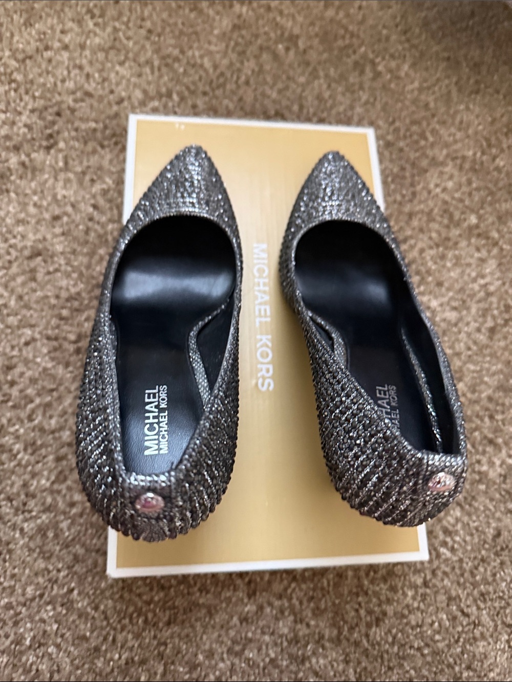 Michael Kors Women's Glitter Pointed Toe Flats - Gunmetal